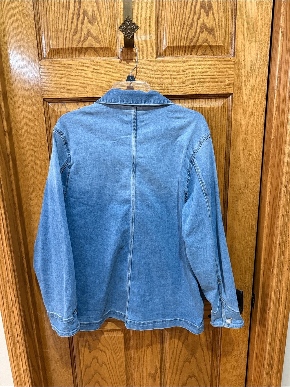 Well Worn Light Blue Denim Jacket with Patch Pockets - Picture 3 of 6